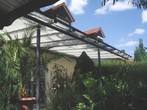 Couverture de terrasse en mtal avec toit en verre