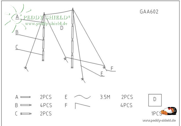 Instructions de montage - Voile d'ombrage Nomade rectangulaire (Nr 2) pour le jardin ou le camping