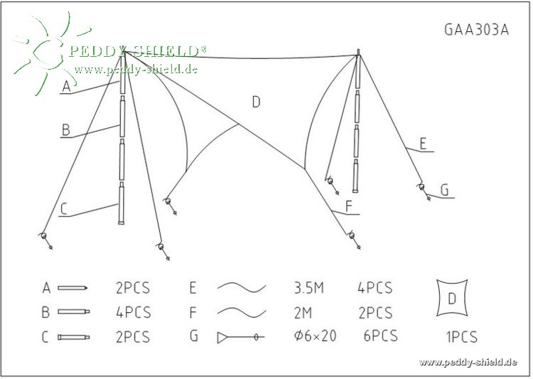 Instructions de montage - Voile d'ombrage nomade carr�e 4 x 4 m de couleur sable (Nr. 3)
