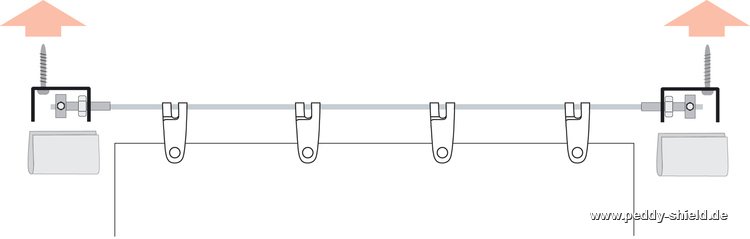 Kit complet avec voile solaire verticale 230 x 140 cm en couleur ivoire