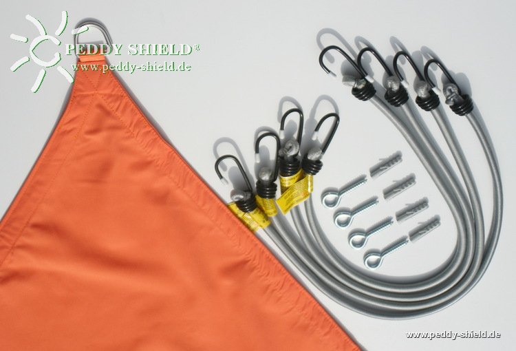 Voile d'ombrage rectangulaire 4 x 3 m en Polyester. Store de couleur terracotta avec kit de fixation.  Attention : PROMO